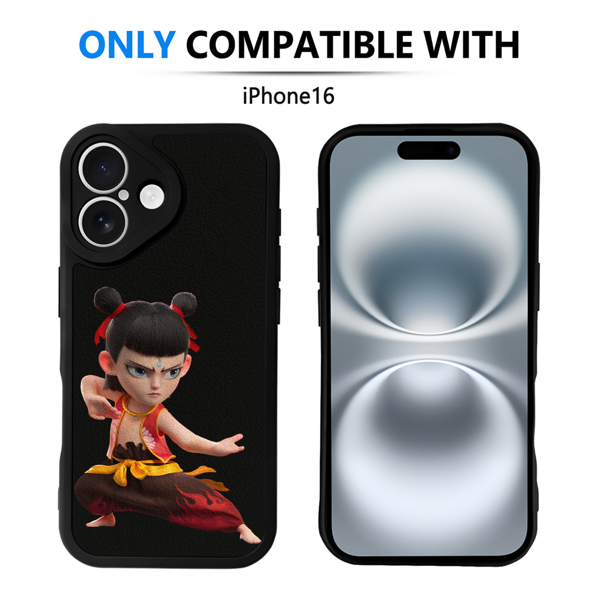 （画像用） Ne Zha 2 ナタ 魔童の大暴れ 【iPhone 16シリーズ対応】シリコンスマホケース（レザー調） 材質：シリコン